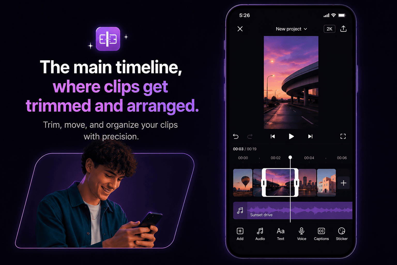 The Edits timeline view