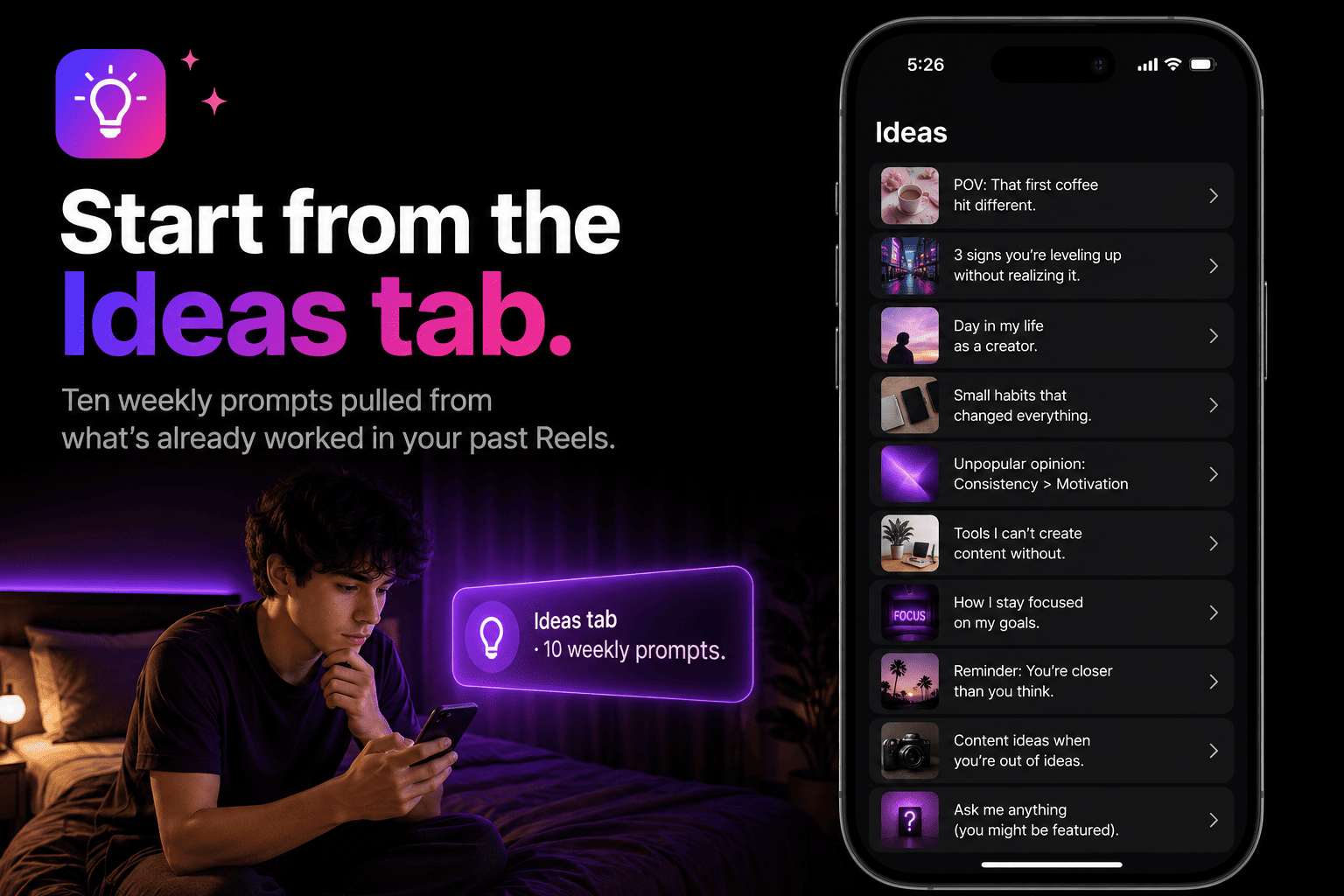 The Edits weekly Ideas tab showing new prompts